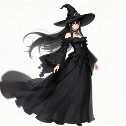very beautiful witch huntress long flowing black dress fire emblem wlop artgem artstation