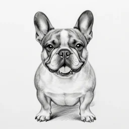 happy french bulldog, pencil sketch, soft crayons, monochrome,