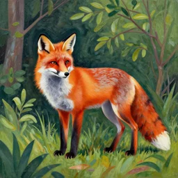 a fox in the bushes rayonism artwork