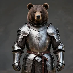 portrait photograph of a real-life warrior with metal Bear armour.  Extremely detailed. 8k