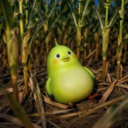 jar jar binks laying in a cornfield at night