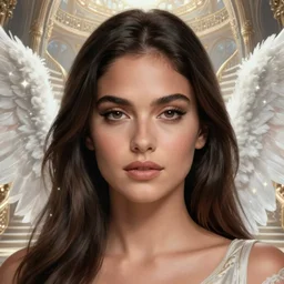 closeup portrait shot of a beautiful ana de armas, fallen angel, glowing heaven, stairwells, intricate, elegant, highly detailed, centered, digital painting, artstation, concept art, smooth, sharp focus, warframe, illustration, thomas kinkade, tomasz alen kopera, peter mohrbacher, donato giancola, leyendecker, boris vallejo