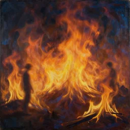 the spectra of human experience on fire, iridescent, cinematic, motion blur, encaustic, detailed, glowing, wide angle, minimalist, surrealist, inner landscape
