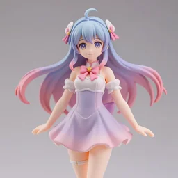 Japan Expo isolated magical girl vinyl figure, figure photography, romantic undertones, anime stylized, high detail, ethereal lighting - H 640