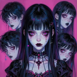9 0 s, pastel goth aesthetic, creepy gothic portrait, yami kawaii, vaporwave colors, anime, manga, futuristic, hyperrealistic painting, by stanley twardowicz, ilya kuvshinov, rossdraws, trending on artstation