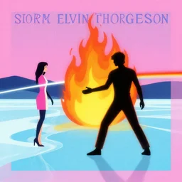 a man on fire and a girl on ice, pink floyd album cover, 1 9 7 0's, by storm elvin thorgerson colorful flat surreal design, hd, 8 k, artstation