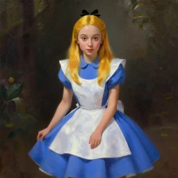 a beautifull oil painting of alice in wonderland, unreal engine, 8 k resolution, soft, dramatic lighting, cinematic, insanely intricate, subsurface scatering, anti aliashing, pixar, by franz vohwinkel
