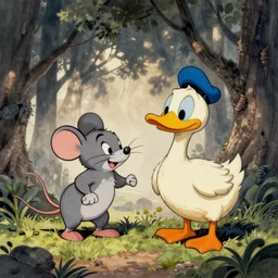 roy lichtenstein, illustration, mouse and duck