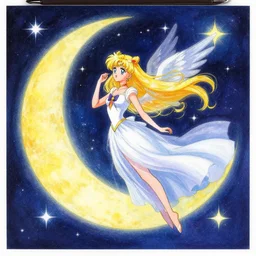 beautiful drawing, pretty celestial moon princess, anime, angelic, flying amongst the stars, fantasy, deviant art, high quality, colorful, highly detailed, high quality