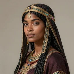 portrait black annasophia robb as ancient libyan female warrior, intricate, elegant, highly detailed, digital painting, artstation, concept art, smooth, sharp focus, illustration, orientalism, edwin long, theodore ralli, aleksi briclot, rutkowski, bouguereau
