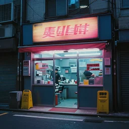 auto repair shop in a neo - tokyo alleyway in cyberpunk style by vincent di fate