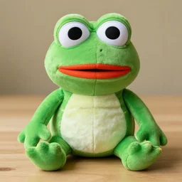 HD photograph of a pepe the frog plushie