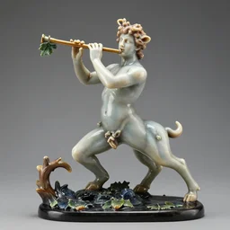 satyr god faun pan with hoofs and playing flute with wine leaf high resolution 8 k in style of michael hussar and lalique 8 k