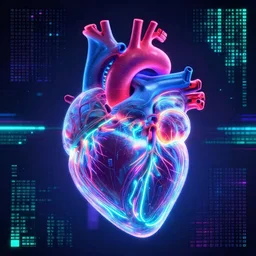 organ, medical heart!!! anatomy, microdot pixels, neon glowing, bioluminiscent, scifi, lines, tron legacy, substance painter, heart, medical heart!, tron lines, cybertron, artstation, by greg rutkowski, halo, vaporwave, matrix, by tsutomu nihei, anatomic heart! by artgerm