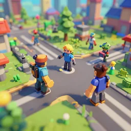 Roblox Crossroads, raytraced render, Blender Cycles denoised