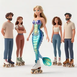 mermaid on roller skates by william barlowe and pascal blanche and tom bagshaw and elsa beskow and enki bilal and franklin booth, neon rainbow vivid colors smooth, liquid, curves, very fine high detail 3 5 mm lens photo 8 k resolution