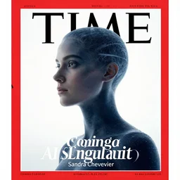 TIME magazine cover, the coming AI singularity, by Sandra Chevrier