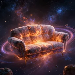 a professional photographic portrait view picture of a cosmic sofa in the sky, photographic filter unreal engine 5 realistic hyperdetailed 8 k ultradetail cinematic concept art volumetric lighting, fantasy artwork, very beautiful scenery, very realistic painting effect, hd, hdr, cinematic 4 k wallpaper, 8 k, ultra detailed, high resolution, artstation trending on artstation in the style of albert dros glowing rich colors powerful imagery