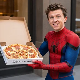 tom holland as spider man giving out free pizza
