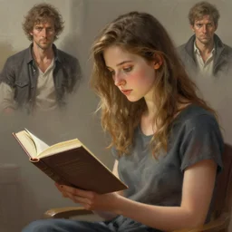 girl reading a book, highly detailed, digital painting, artstation, concept art, art by artgerm and Anna Dittmann and Greg Hildebrandt