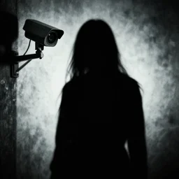 creepy silouhette, surveilllance camera, horror, macabre, creepypasta