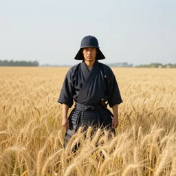 samurai in a wheatfield