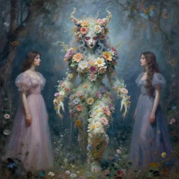 a beautiful terrifying monster made of flowers. ethereal horror fantasy art by greg rutkowski and magali villanueve and monet