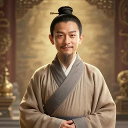 portrait painting of a 3 5 - year - old chinese man, taoist priest, a goatee ， dressed in taoist robe, like andy lau, immortal bone, affable ， wenjun lin, unreal engine 5 highly rendered, global illumination, radiant light, detailed and intricate environment