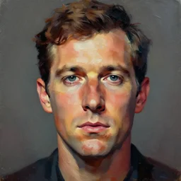 painterly portrait, Hank Williams, impasto, fantasy, chuck close:7, carl spitzweg:7, cinematic light, full face, symmetrical face