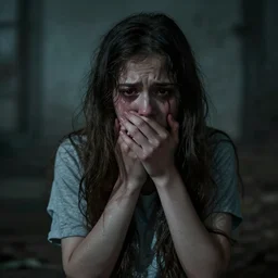 a horribly terrified girl, DALL-E 2