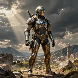 steampunk superhero, digital art, comics style art by rembrandt