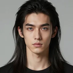 portrait of tall, 3 3 - year - old handsome man with long dirty black hair, and grey eyes, wearing black clothes, clear face, hyper realistic face, beautiful eyes, character art, art by mark brooks, hyperdetailed, cryengine, trending on artstation, digital art