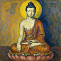 buddhism, expressionnisme, painting by greg rutkowski, j. c. leyendecker, artgerm