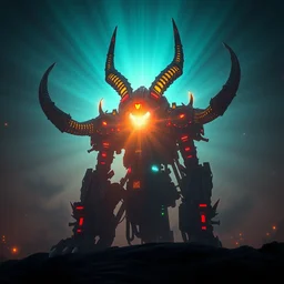 grimhorn fanghorn machine mecanical creature robot of horizon forbidden west horizon zero dawn radiating a glowing aura global illumination ray tracing hdr fanart arstation by ian pesty and alena aenami artworks in 4 k