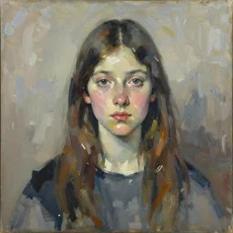Portrait of a girl by Jenny Saville, Abstract brush strokes
