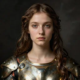 portrait of young woman dressed in futuristic style, art by sandro botticelli