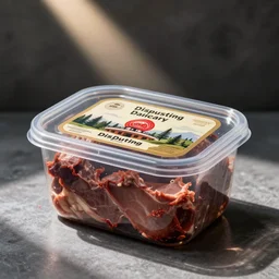 disgusting meat in plastic tub