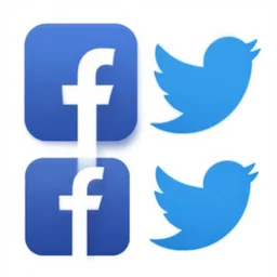 Facebook logo mixed with Twitter logo