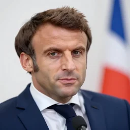 macro photo of a miniature emmanuel macron, tilt shift