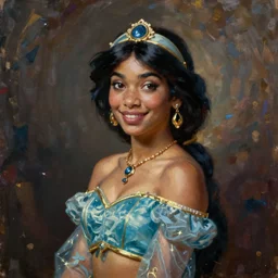 Oil painting of Princess Jasmine by William Etty