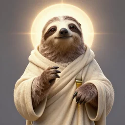 godlike sloth, deity, holy robes, holy light aura, ultra details, art by artgerm, dwayne barlowe, trending on artstation and greg rutkowski and alphonse mucha, 8 k