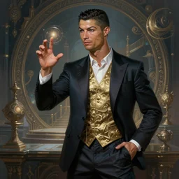 cristiano ronaldo as a strong fantasy magician who does magic, fantasy art, in the style of Turine Tran, illustration, epic, fantasy, intricate, elgant, amazing detail, digital painting, artstation, concept art, smooth, sharp focus
