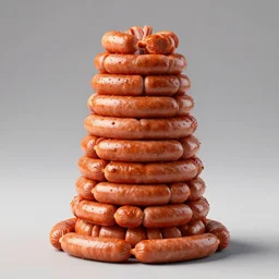 sausage tower. hyperdetailed photorealism