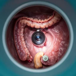 the inside of a colon, small camera, surgery