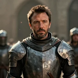 still frame from a movie, close up of ben affleck in a 22th century knight suit, centerframe, medieval background, rule of third, alexa 65, cooke prime 25mm, cinematic, film grain, flare