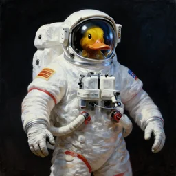 duck astronaut, proudly posing for a portrait, heroic, painted by hr giger, intricate, detailed, atmospheric lighting.