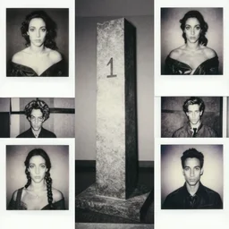 a black and white photograph of a monolith of gender expression, in the style of m c escher, jenny saville, egon schiele, wassily kandinsky, piet mondrian, film photography, cinematic photography, fashion photography, polaroid photography, soft lighting, surreal
