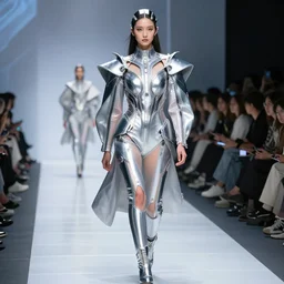 futuristic fashion show, photoshoot, super detailed,
