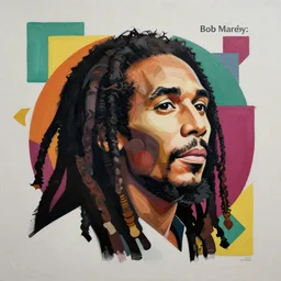 Bob Marley profile picture by Sachin Teng, asymmetrical, Organic Painting , Matte Painting,  geometric shapes, hard edges, graffiti, street art:2 by Sachin Teng:4