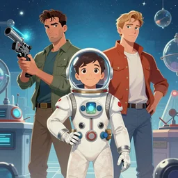 Sergio Bleda and Jérémy Petiqueux and Alex Maleev artwork of a boy super scientist in a retro space costume